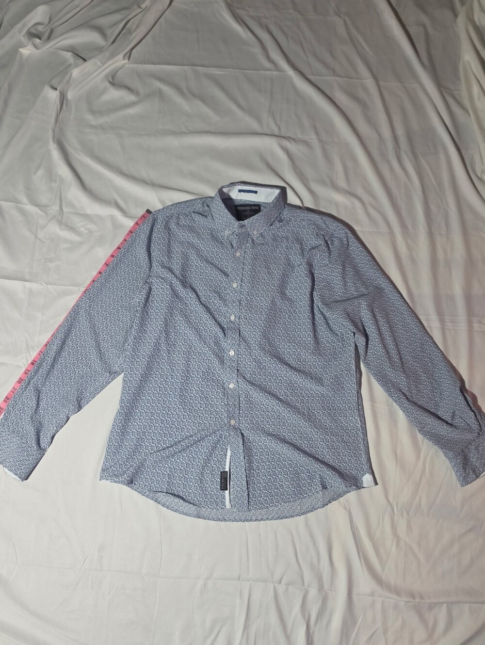 International Report Mens Blue Patterned Stretch Button Down Shirt